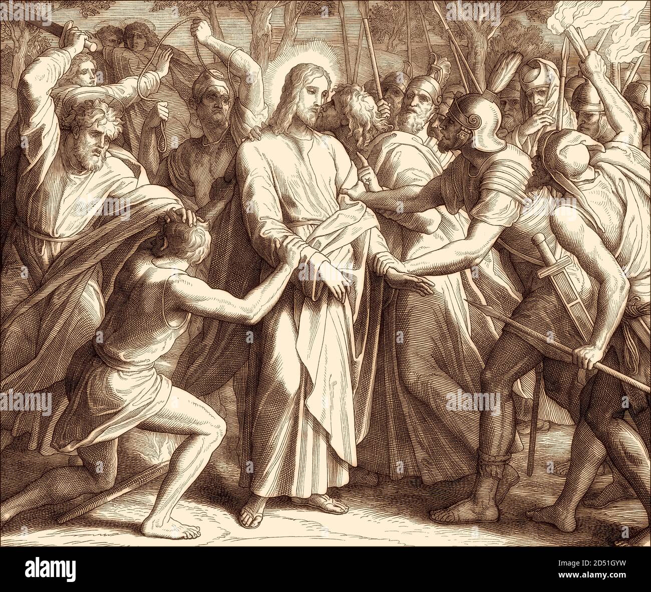 Arrestation de Jésus, Nouveau Testament, par Julius Schnorr von Carolsfeld, 1860 Banque D'Images