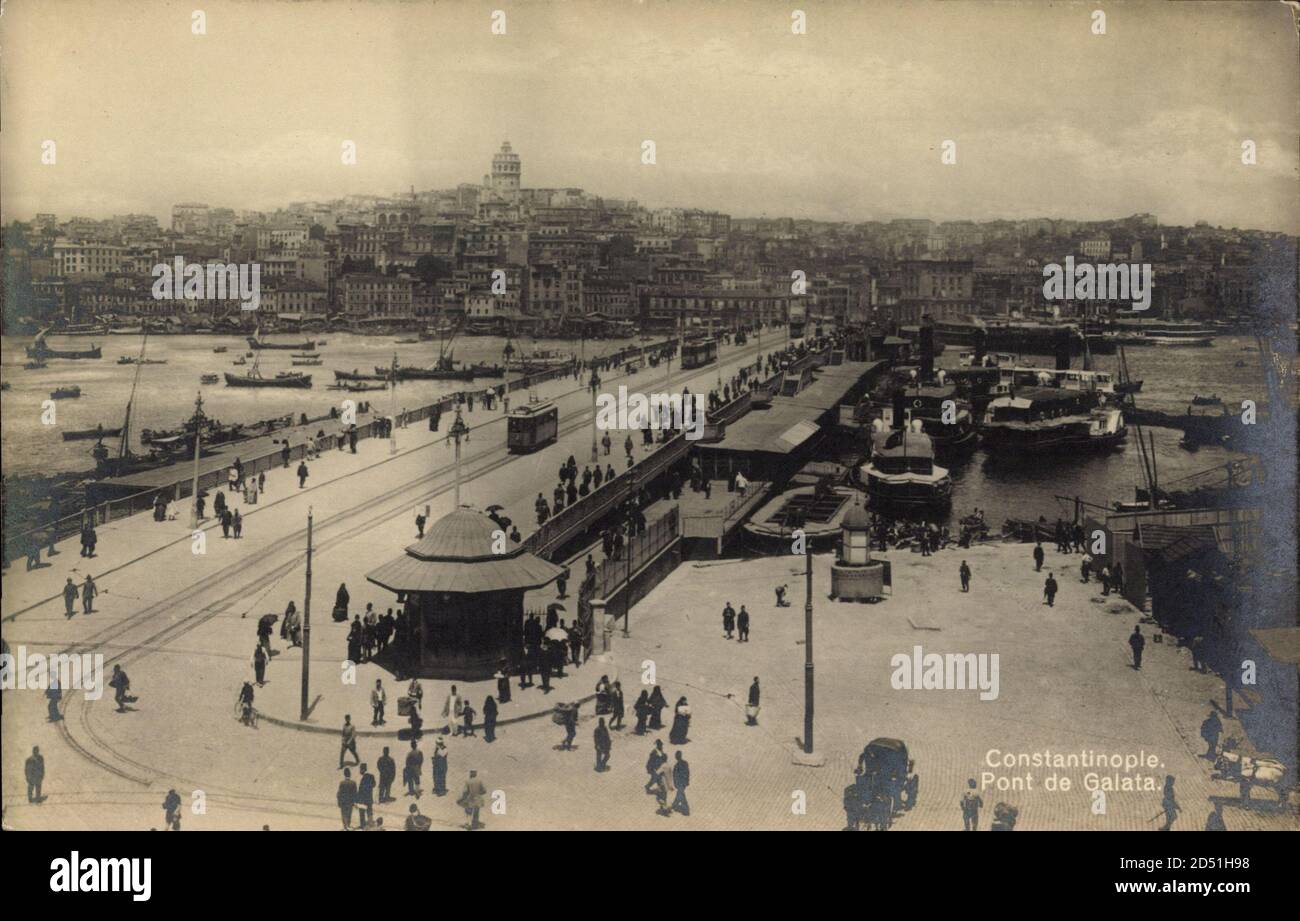Istanbul Türkei, Pont de Galata, Brücke, Fußgänger, Boote | utilisation dans le monde entier Banque D'Images