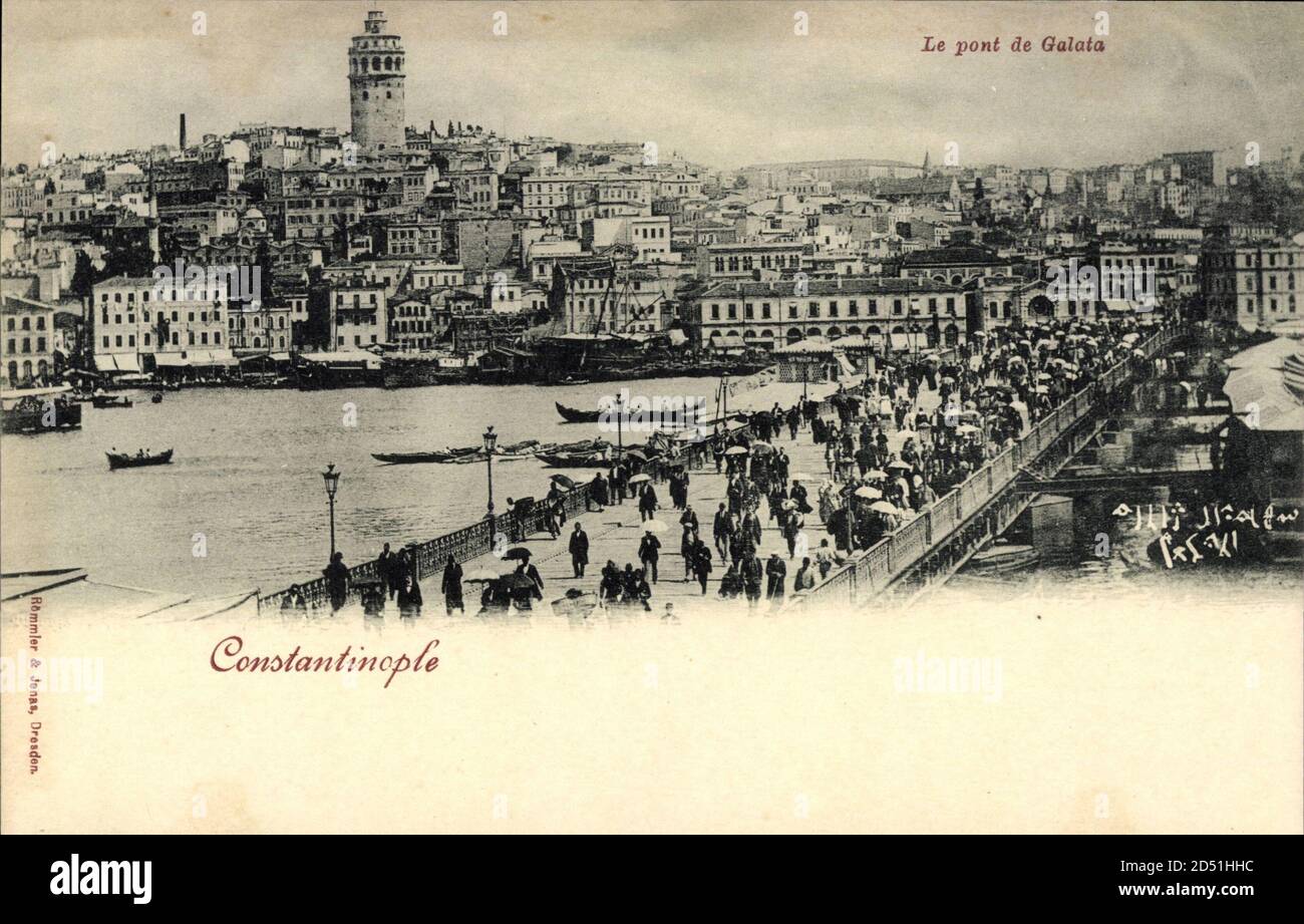 Konstantinopel Türkei, le Pont de Galata, Blick auf die Promenade | utilisation dans le monde entier Banque D'Images