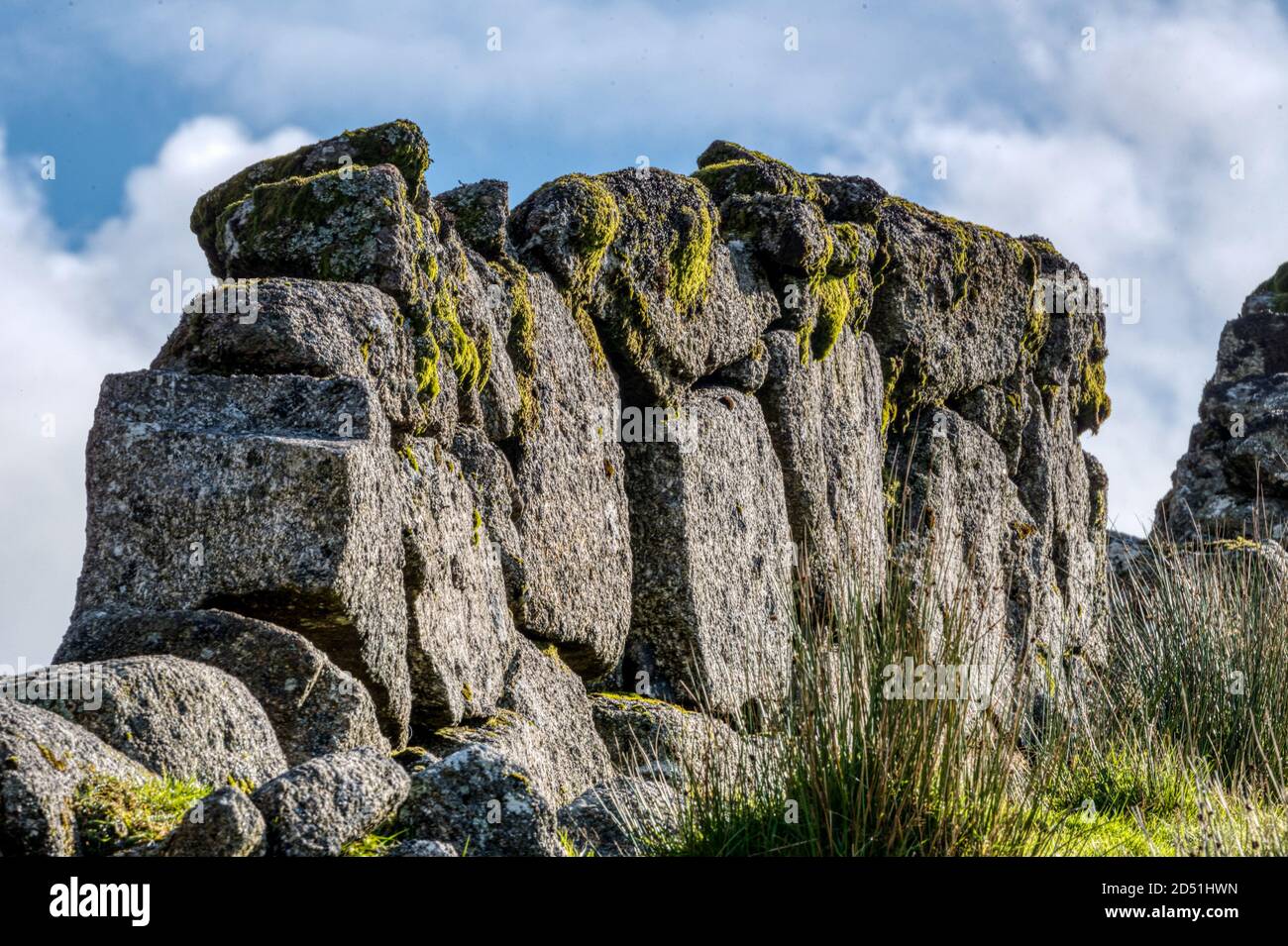 Vieux mur en pierre sèche, Two Bridges, Dartmoor, Devon, Royaume-Uni Banque D'Images