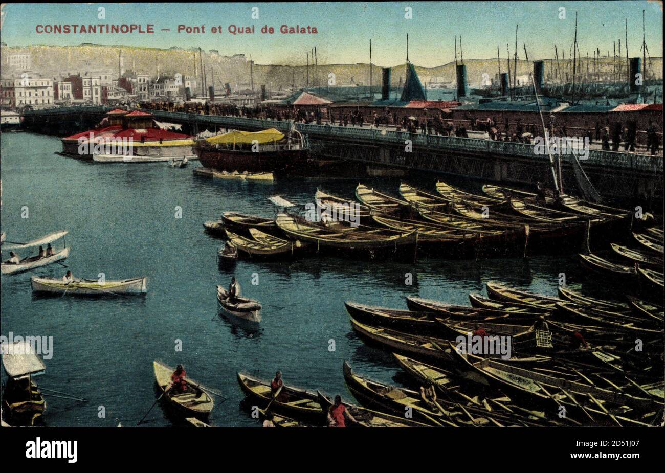 Constantinople Istanbul Türkei, Pont et Quai de Galata, Hafenpartie | utilisation dans le monde entier Banque D'Images
