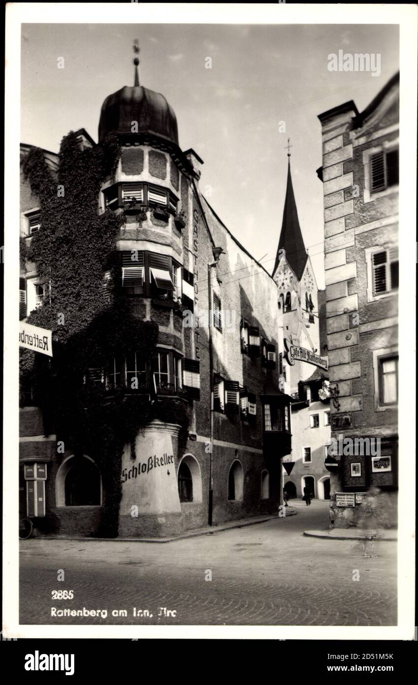 Rattenberg am Inn Tirol, Schlosskeller, Cafe, Kirche | utilisation dans le monde entier Banque D'Images