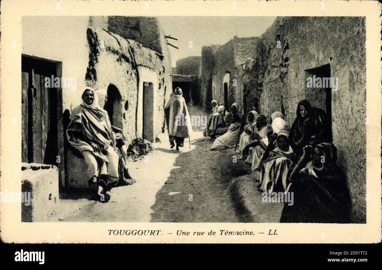 Tougghourt Algerien, une rue de Témacine, Straßenansicht, Frauen | utilisation dans le monde entier Banque D'Images