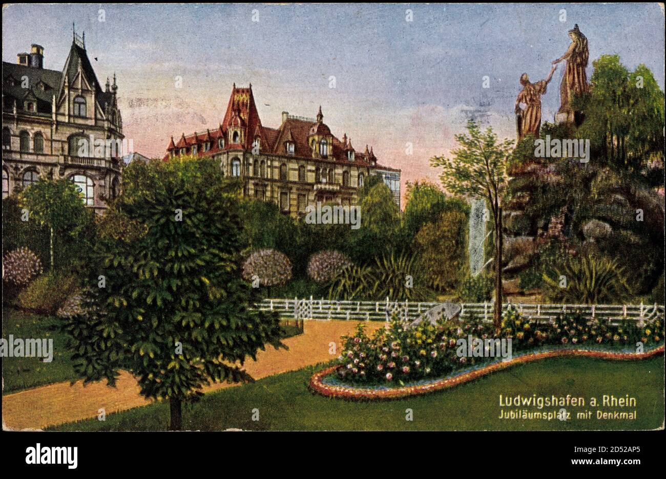 Ludwigshafen am Rhein, Jubiläumsplatz mit Denkmal | utilisation dans le monde entier Banque D'Images