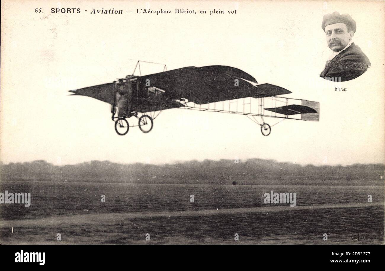Sports d'Aviation, l'avion Blériot, en plein vol, Monoplan, aviateur | utilisation dans le monde entier Banque D'Images