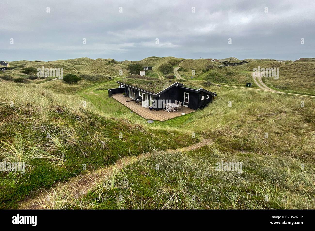 Une maison de vacances dans les dunes du Danemark Banque D'Images