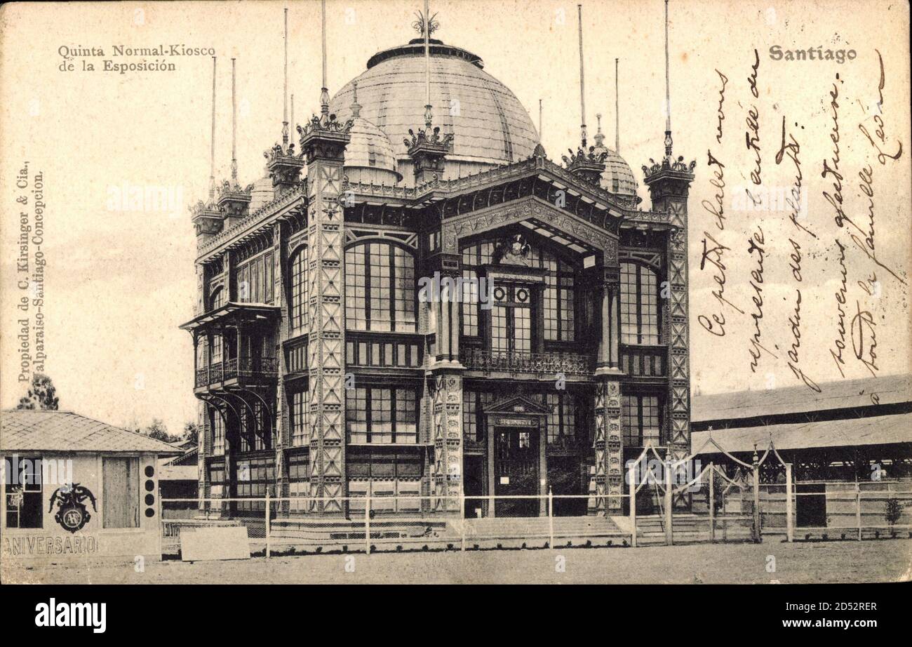 Santiago du Chili, Quinta Normal Kiosco de la Espasicion, Ausstellungshalle | utilisation dans le monde entier Banque D'Images