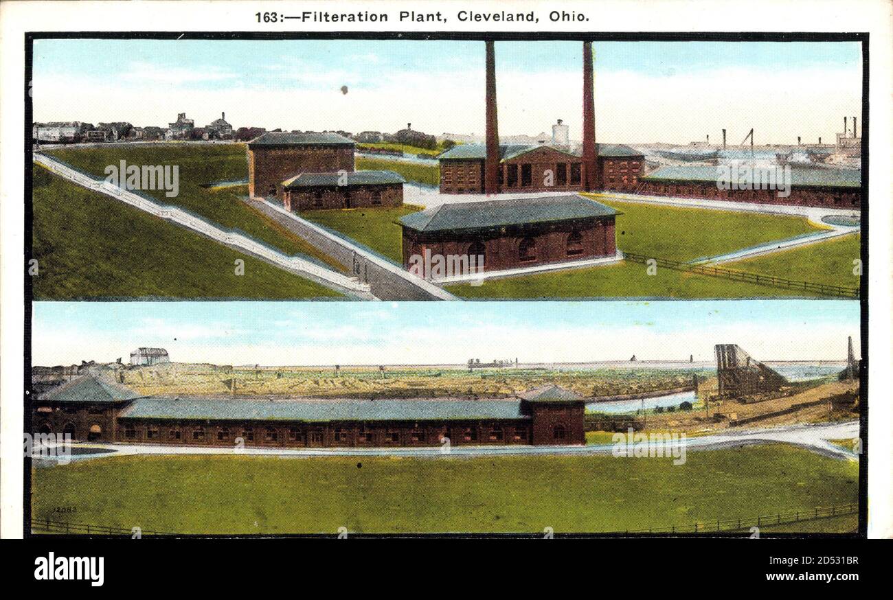 Cleveland Ohio USA, usine de filtration, Fabrikgelände, Schornsteine | utilisation dans le monde entier Banque D'Images