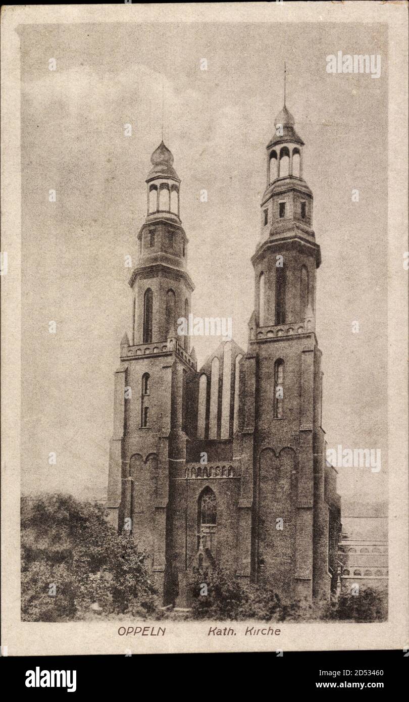 Opole Oppeln Schlesien, Ansicht der katholischen Kirche | utilisation dans le monde entier Banque D'Images