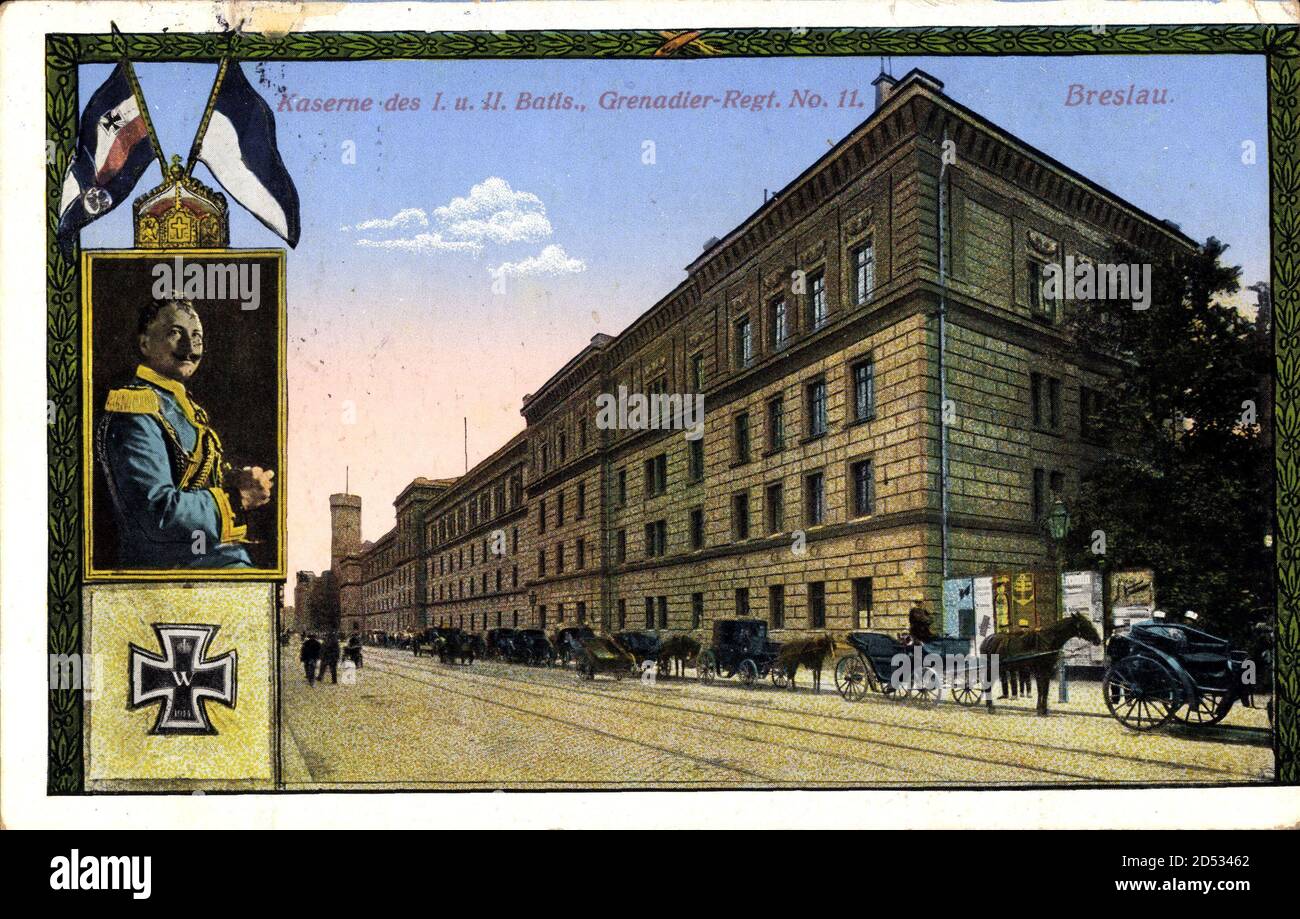 Breslau Schlesien, Kaserne de 1. u. 2. Batls., Grenadier Regiment No. 11 | utilisation dans le monde entier Banque D'Images