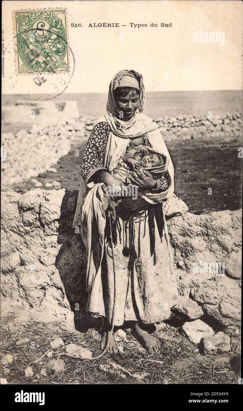 Algerien, Algérie, types du Sud, Mutter mit Kind, Collection Idéale P.S. 516 | utilisation dans le monde entier Banque D'Images