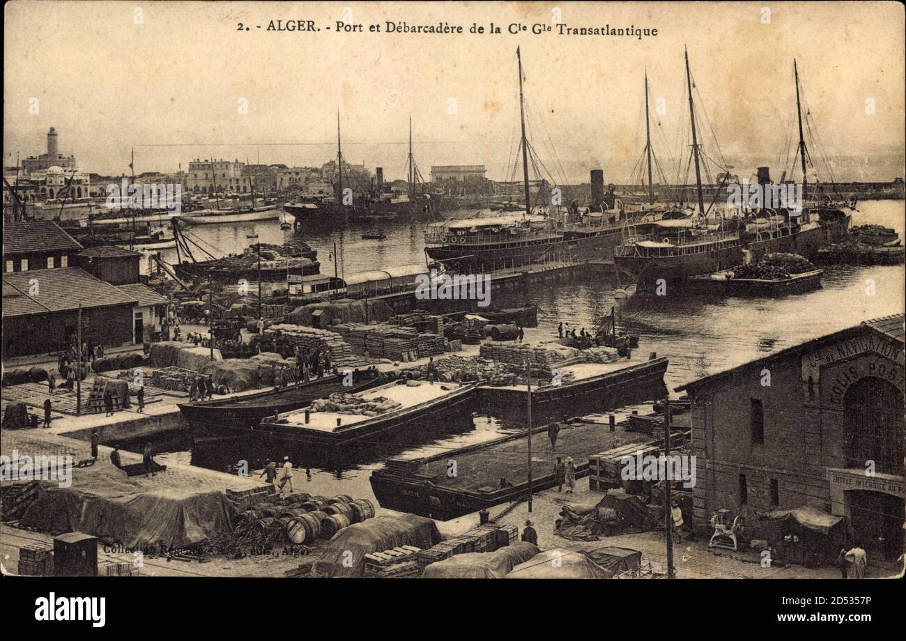 Algier Alger Algerien, Port et Debarcadere de la CGT, French Line |  utilisation dans le monde entier Photo Stock - Alamy