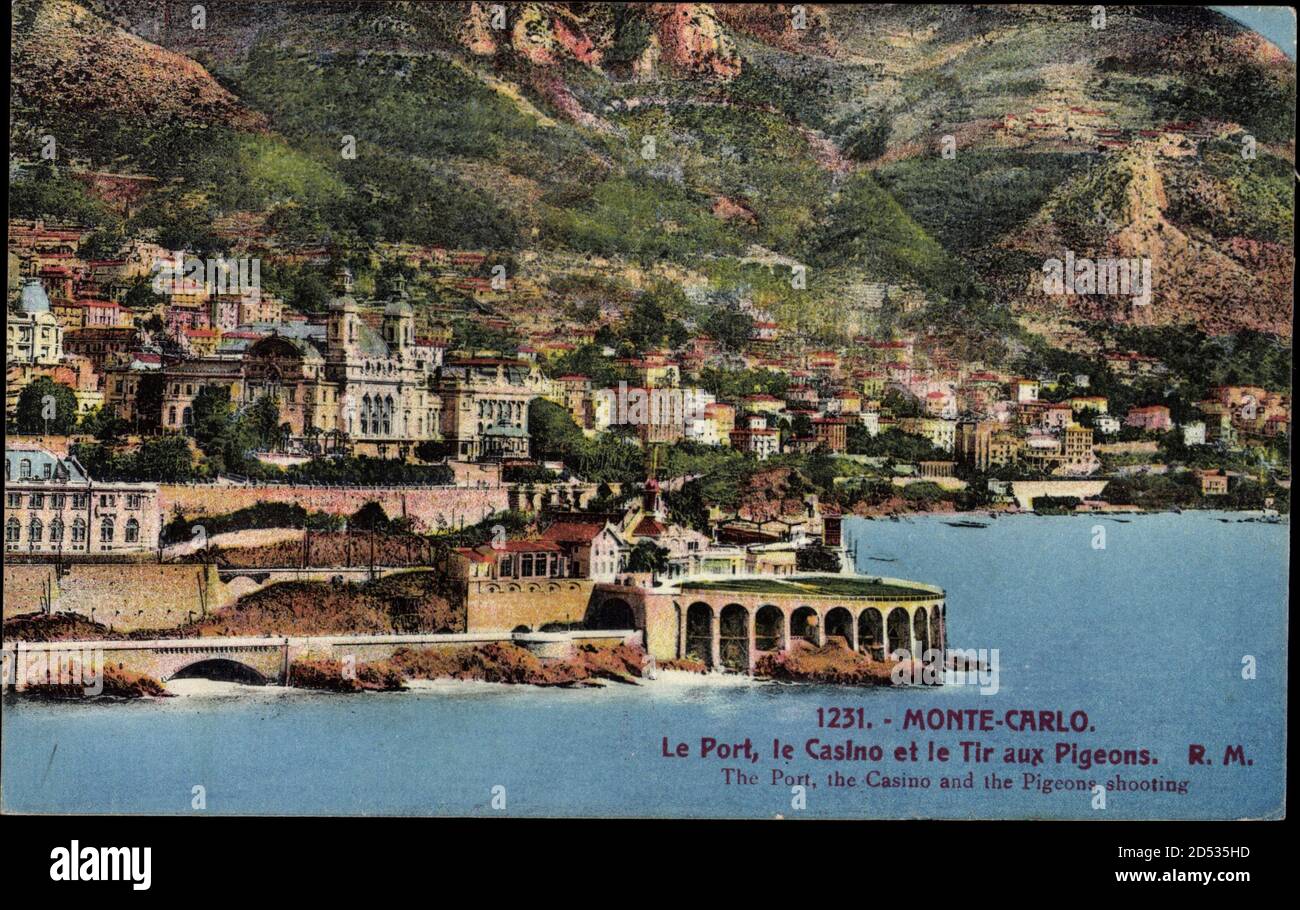 Monte Carlo Monaco, le Port, le Casino et le tir aux Pigeons | utilisation dans le monde entier Banque D'Images