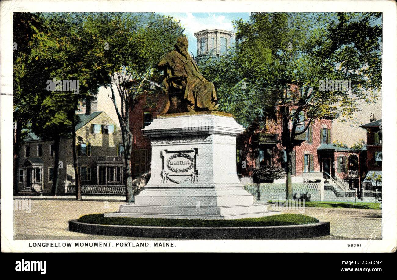 Portland Maine USA, Longfellow Monument, Blick auf ein Denkmal | utilisation dans le monde entier Banque D'Images
