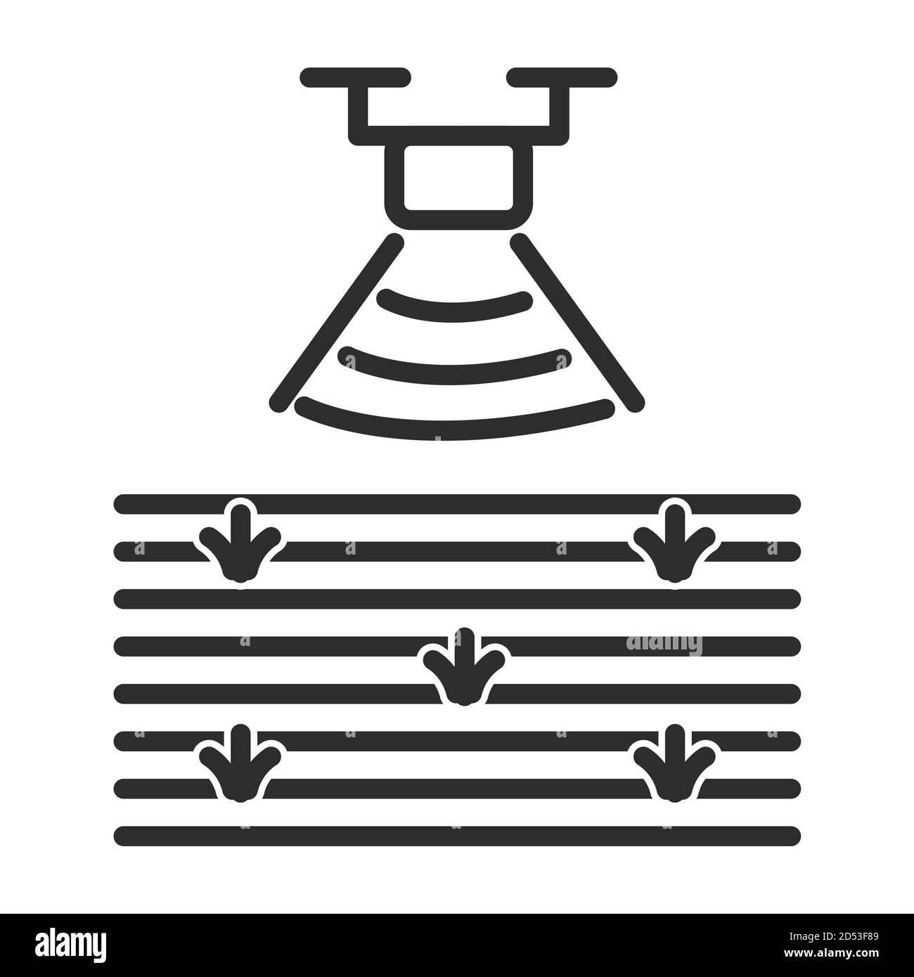 Balayage du sol pour les marécages. Données d'un drone sur la zone des zones humides. Illustration de Vecteur