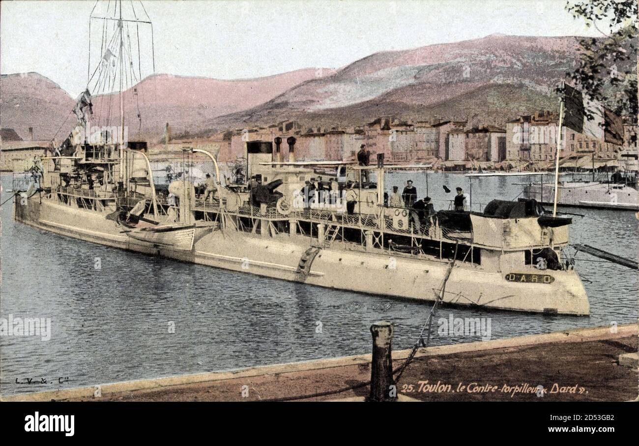 Toulon, Französisches Kriegsschiff Dard, Contre Torpilleur, Seeleute | utilisation dans le monde entier Banque D'Images