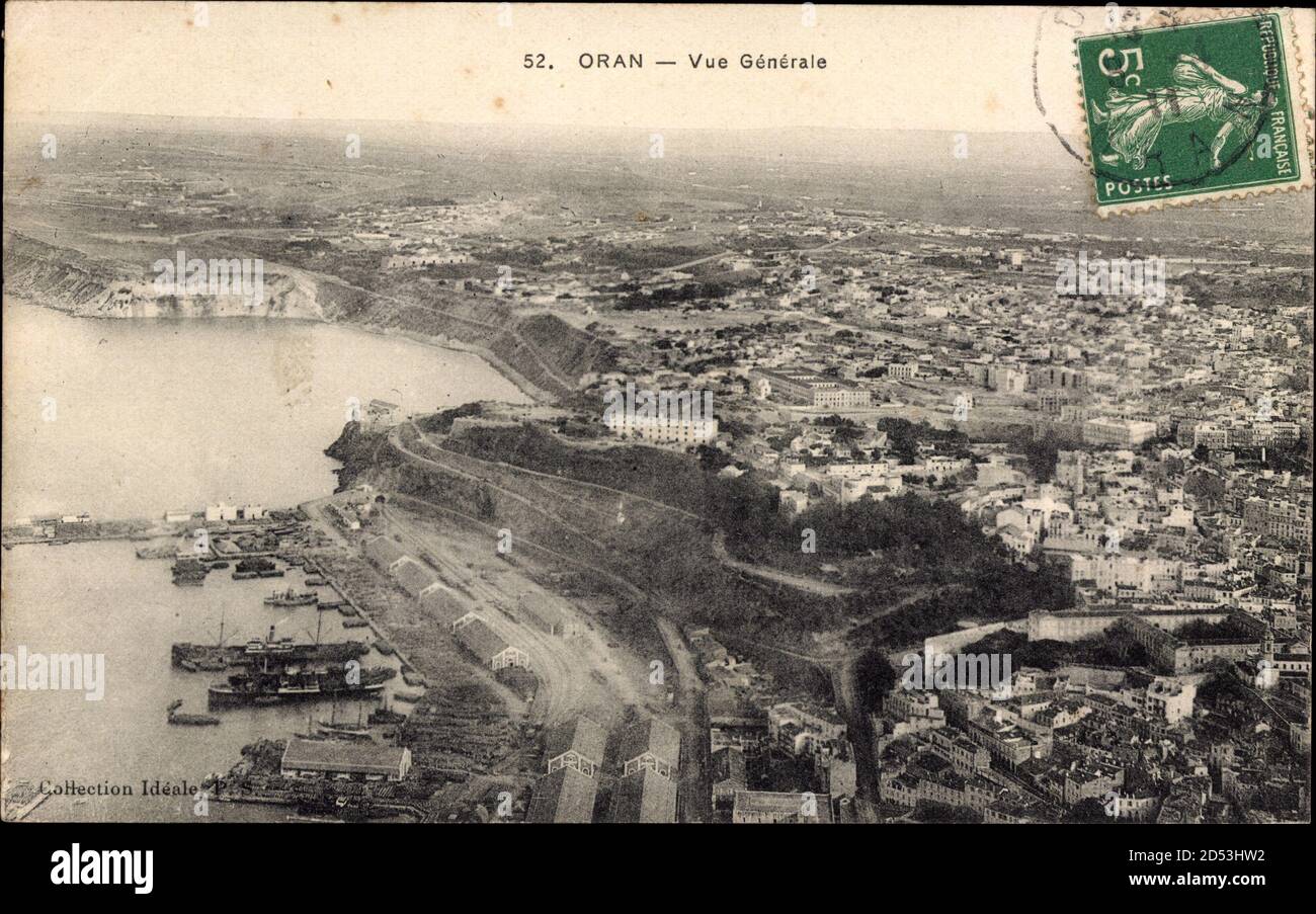 Oran Algerien, vue generale, Blick auf den Ort von oben, Hafen, Dampfer | utilisation dans le monde entier Banque D'Images