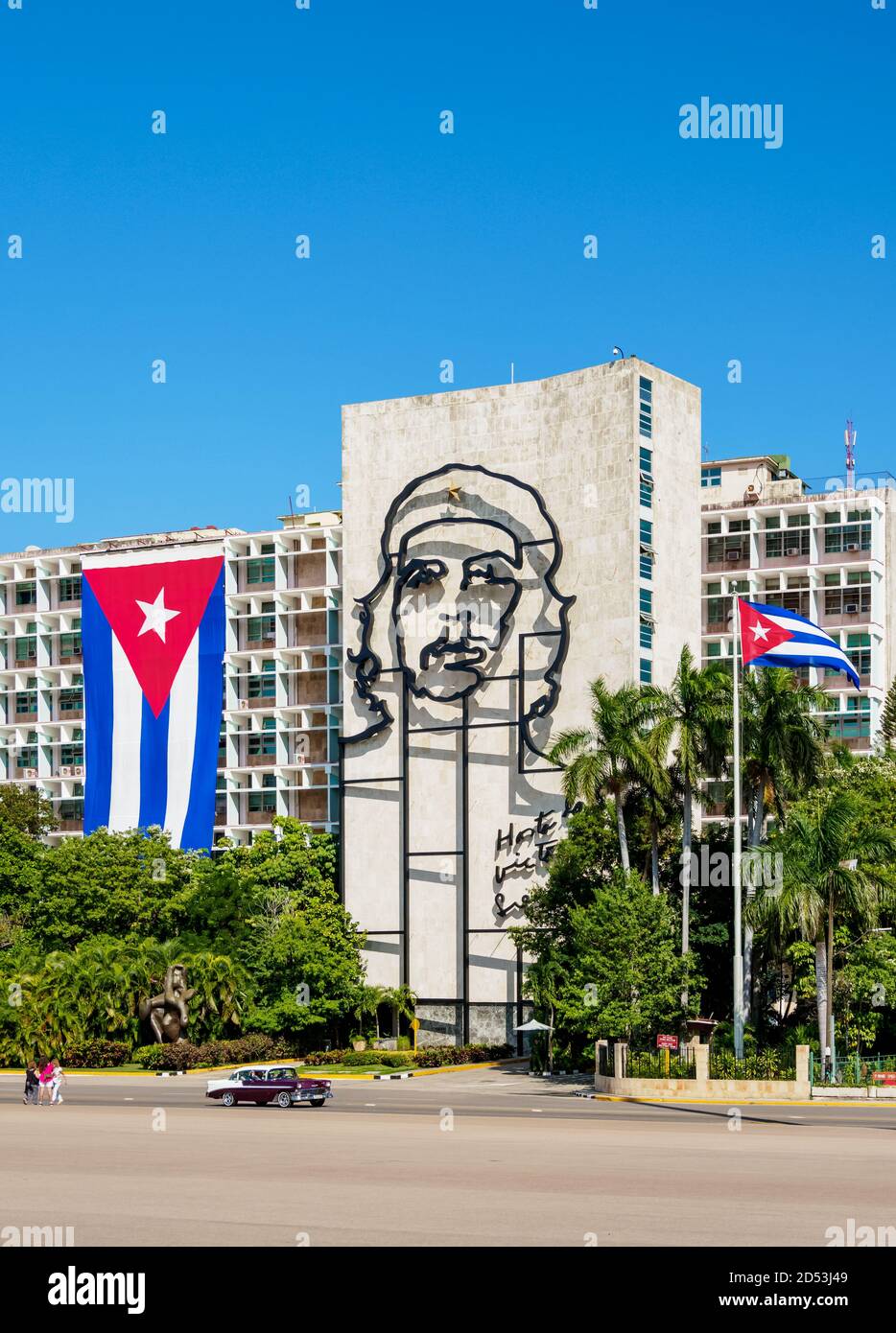 Mémorial Che Guevara et drapeau cubain à Plaza de la Revolucion, place de la Révolution, la Havane, province de la Habana, Cuba Banque D'Images