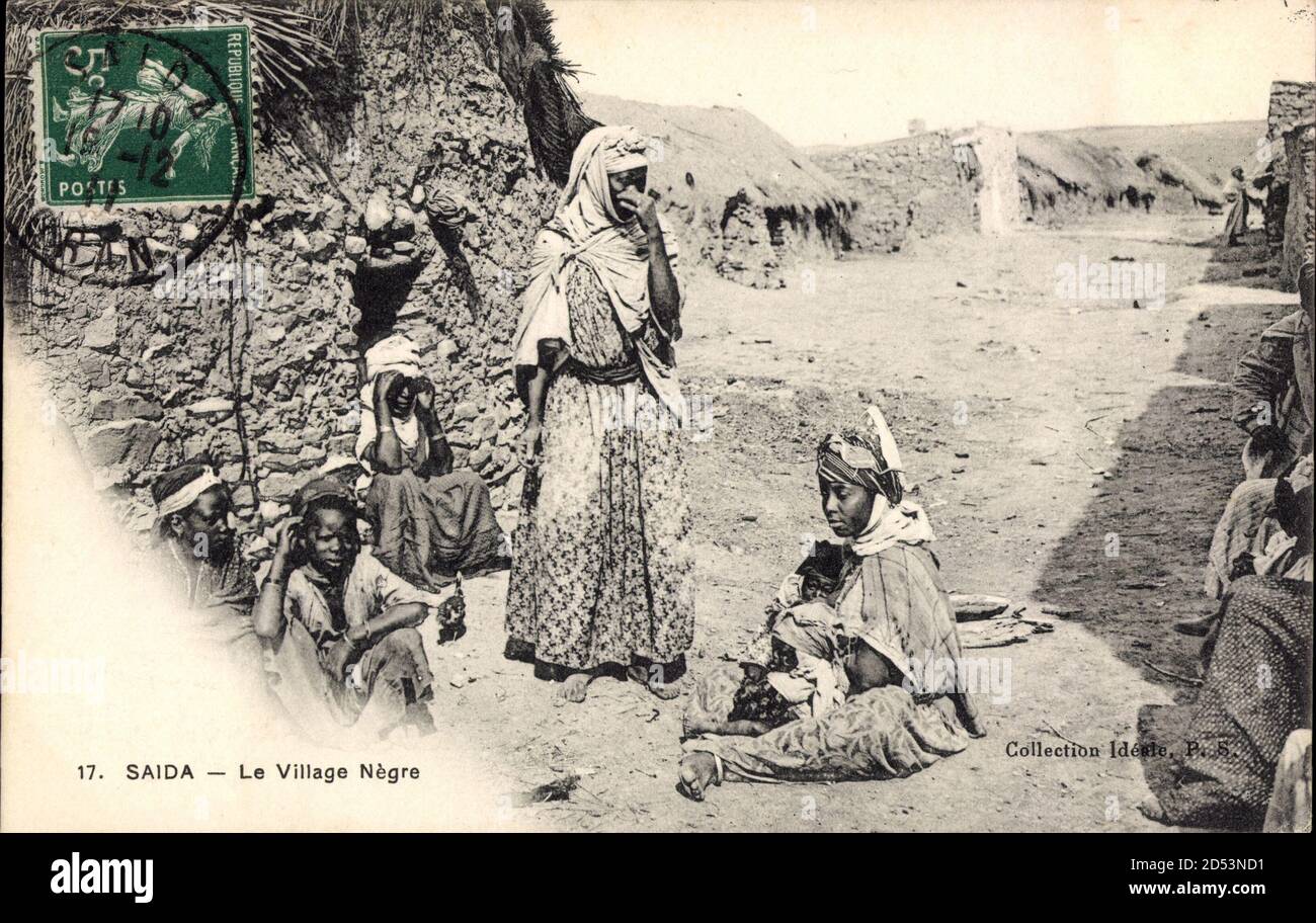Saida Algerien, le Village Negre, Mesnchen vor ihren Hütten | utilisation dans le monde entier Banque D'Images