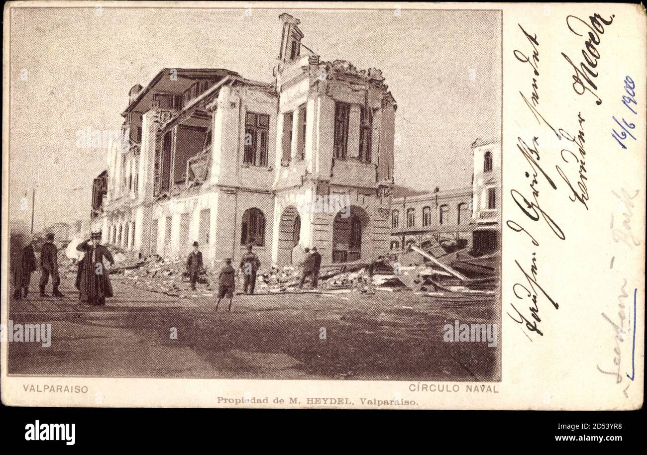 Valparaíso Chili, Circulo Naval, zerstörte Straßenpartie nach Erdbeben | utilisation dans le monde entier Banque D'Images