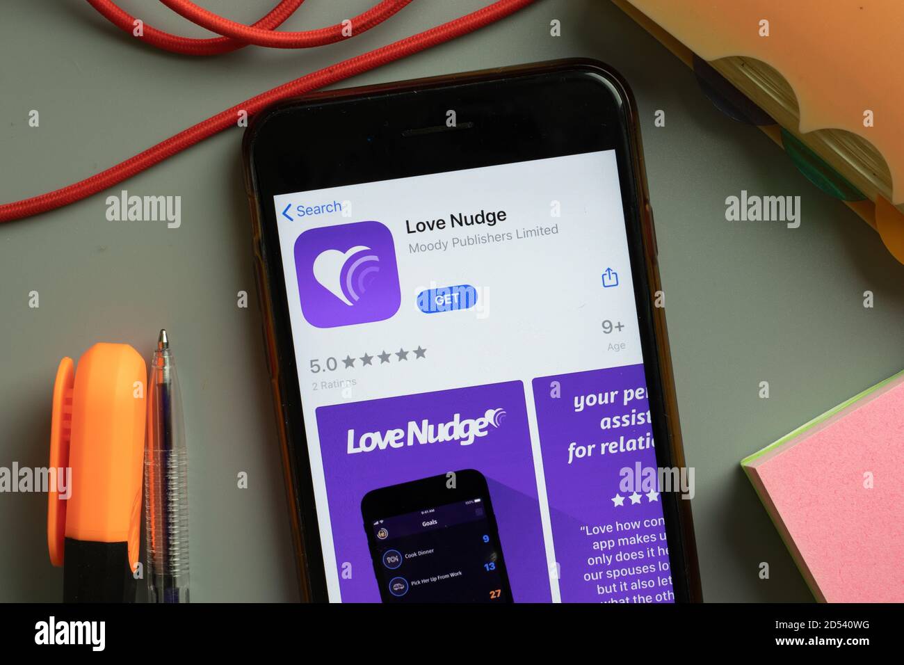 New York, États-Unis - 29 septembre 2020 : logo de l'application mobile Love Nudge sur l'écran du téléphone, illustration éditoriale Banque D'Images