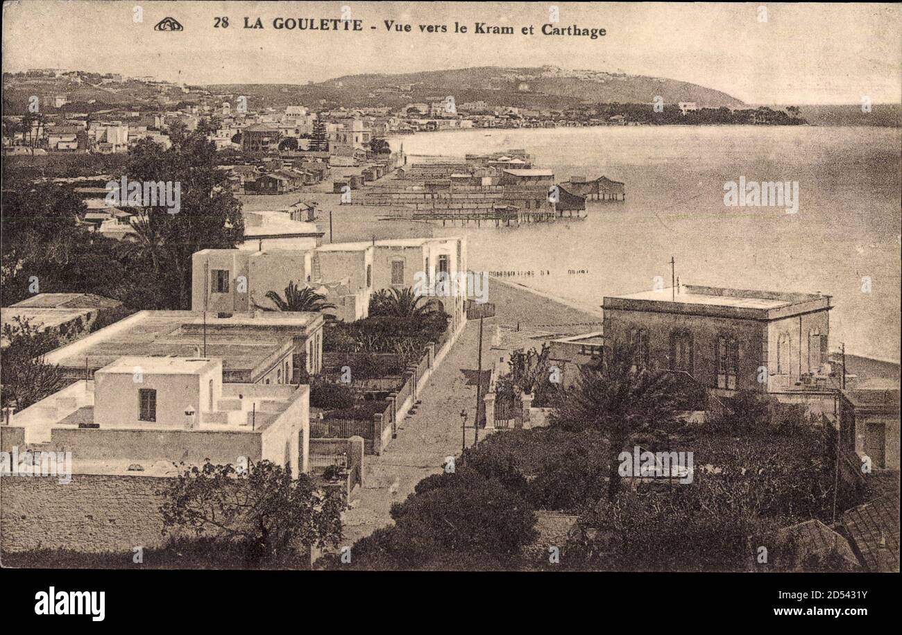 La Goulette Tunesien, vue vers le Kram et Carthage | utilisation dans le monde entier Banque D'Images