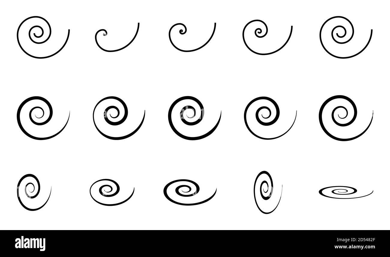 Icône de l'ensemble de spirales isolée sur fond blanc. Forme moderne noire, illustration vectorielle . Illustration de Vecteur