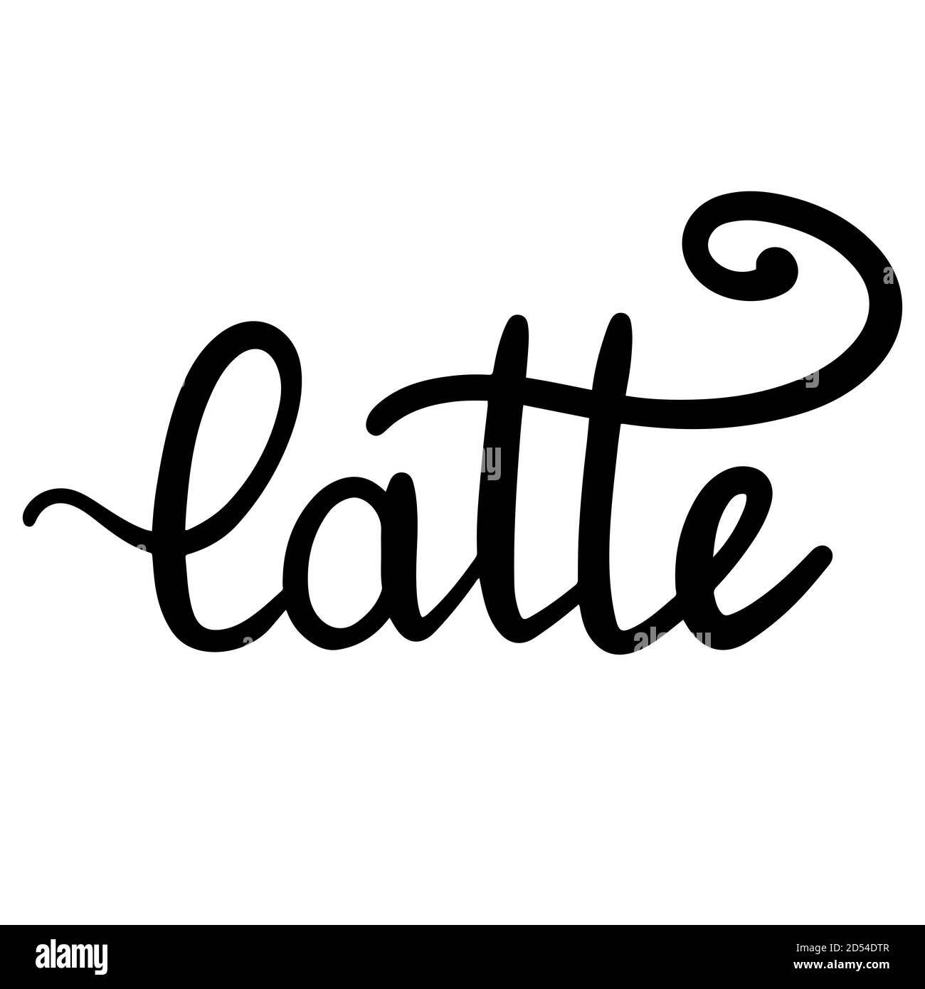 Forme manuscrite Latte calligraphie isolée sur fond blanc illustration vectorielle. Élément de lettrage manuscrit. Illustration de Vecteur