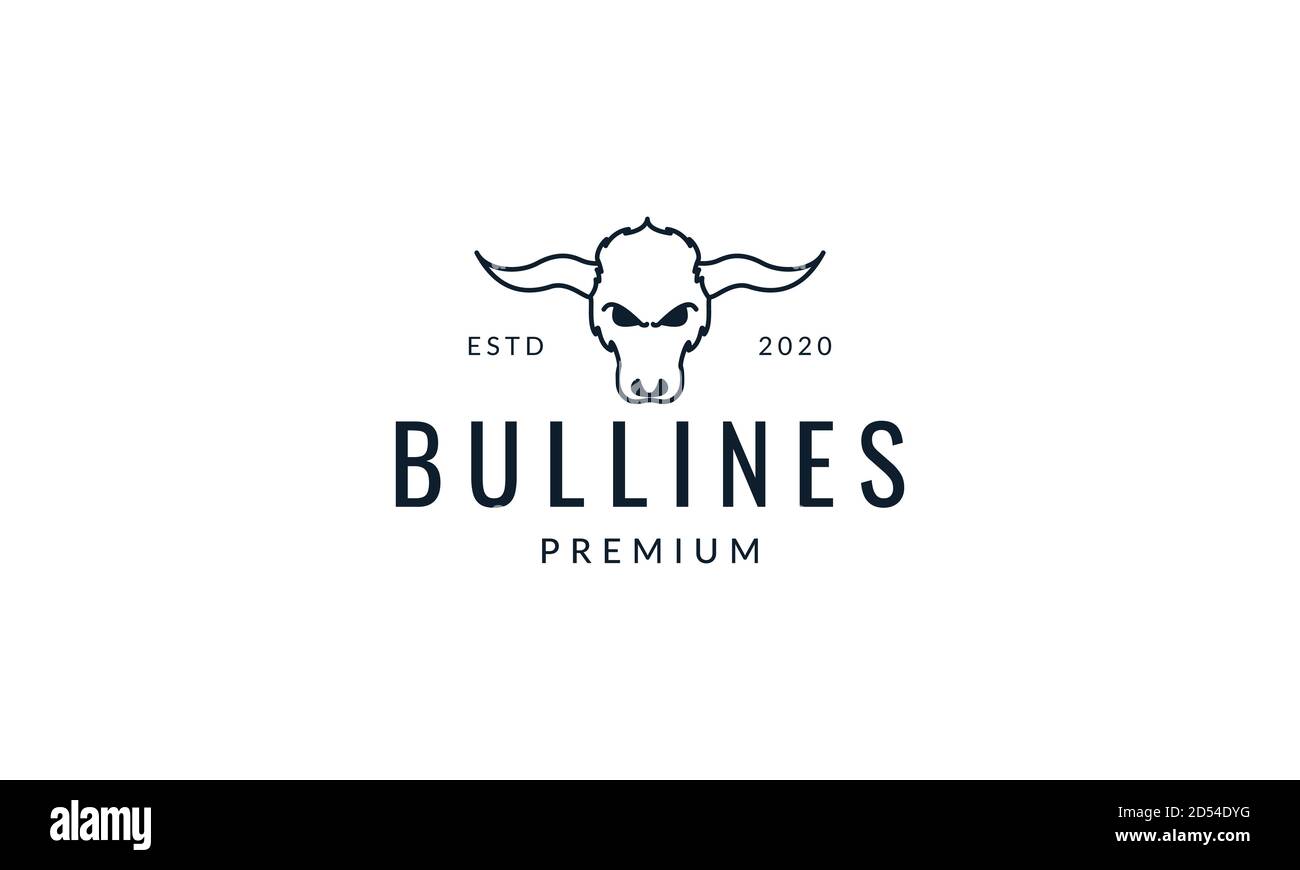 illustration vectorielle minimaliste du logo bull ou bison head face line conception Illustration de Vecteur