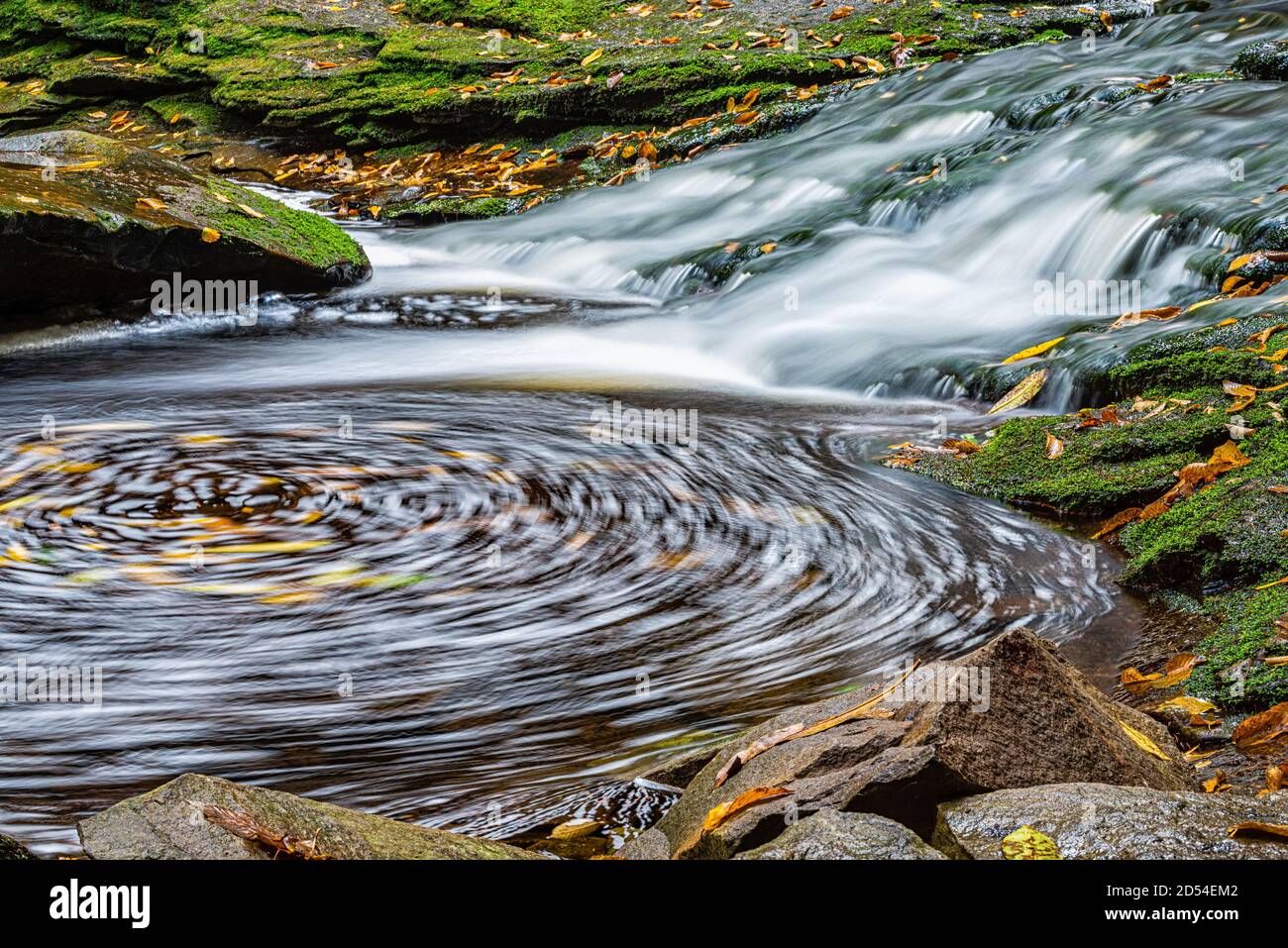 Blackwater Falls célèbre Elakala cascade à proximité de tourbillon dans la piscine Dans le parc national en Virginie occidentale pendant la saison d'automne avec une longue exposition de la wate Banque D'Images