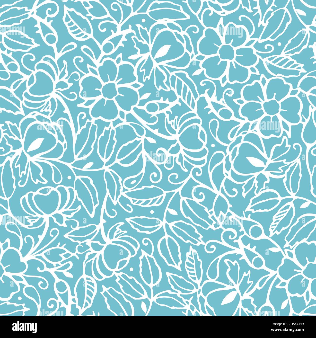 Motif feuilles de rose sauvage rétro. Motif fleuri vintage monochrome à motif fowksy art. Plante à contour blanc sur fond bleu. Arrière-plan élégant de la nature. Perefect pour l'événement, le mariage et l'emballage cadeau. Illustration de Vecteur