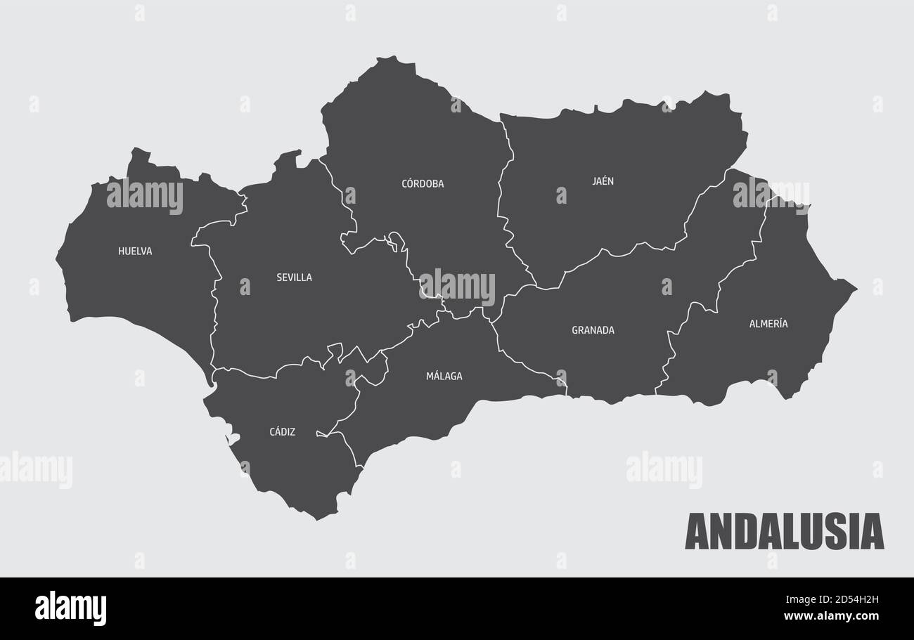 Carte des provinces d'Andalousie Image Vectorielle Stock Alamy