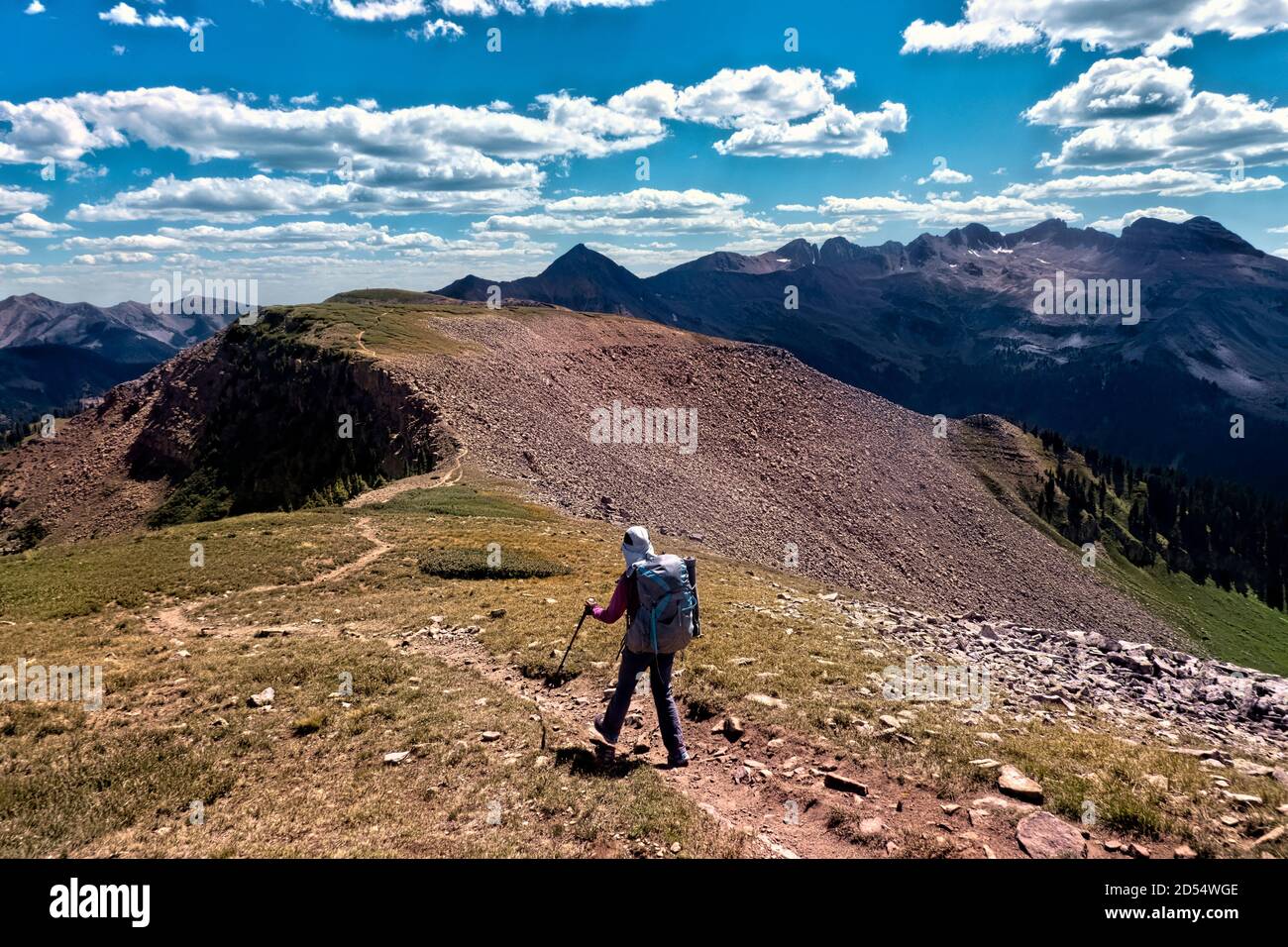 Promenade à pied sur Indian Ridge au bout de la piste Colorado Trail de 485 Mile, Colorado Banque D'Images