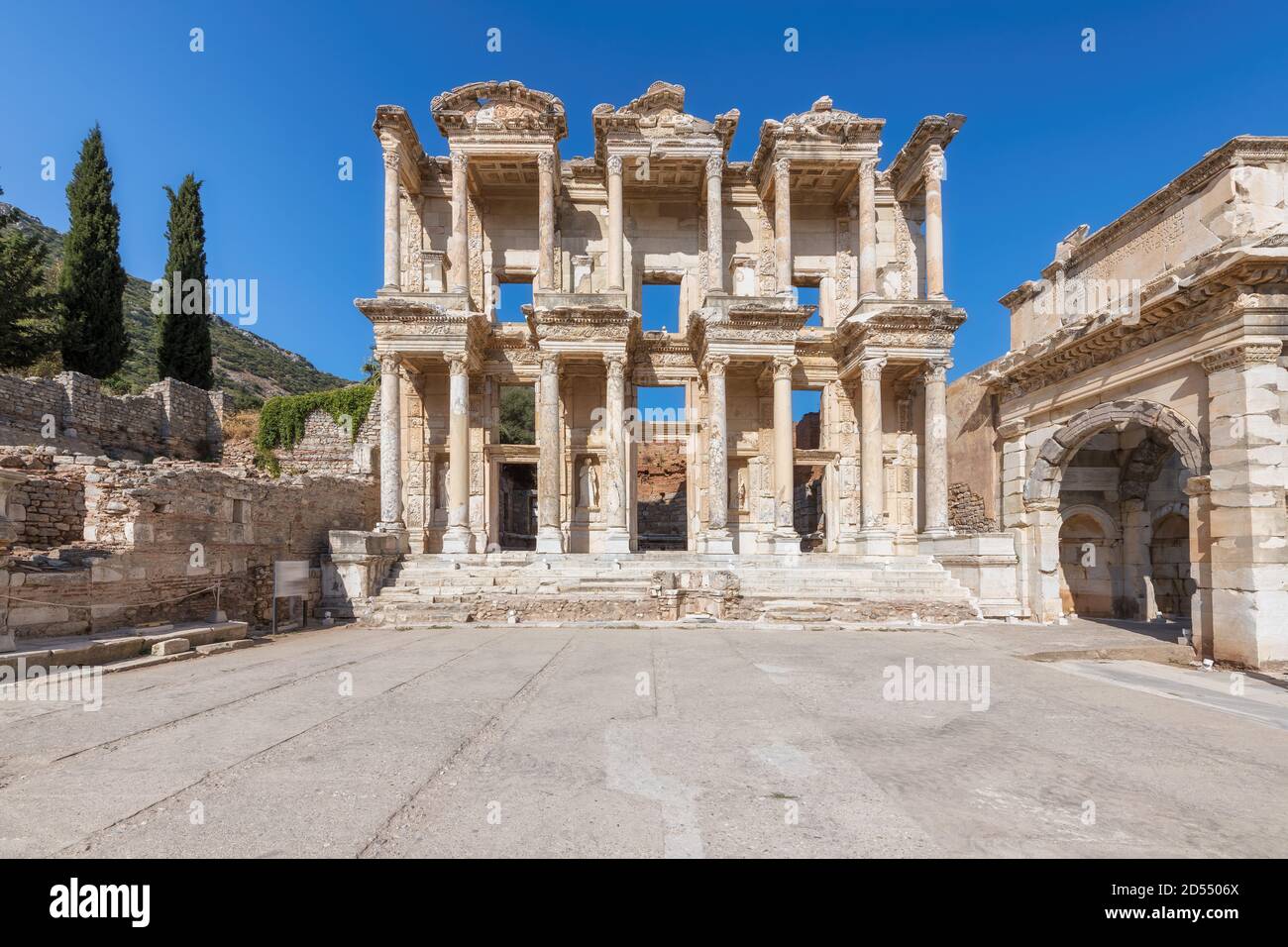Bibliothèque Celsius dans la ville antique d'Éphèse, Turquie. Banque D'Images