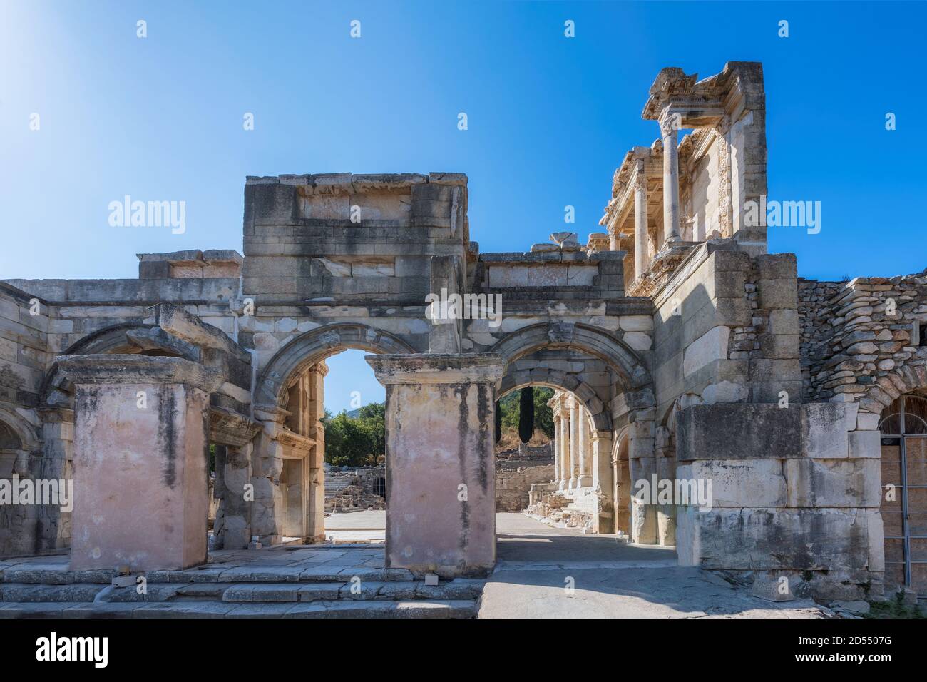Bibliothèque Celsius dans la ville antique d'Éphèse, Turquie. Banque D'Images