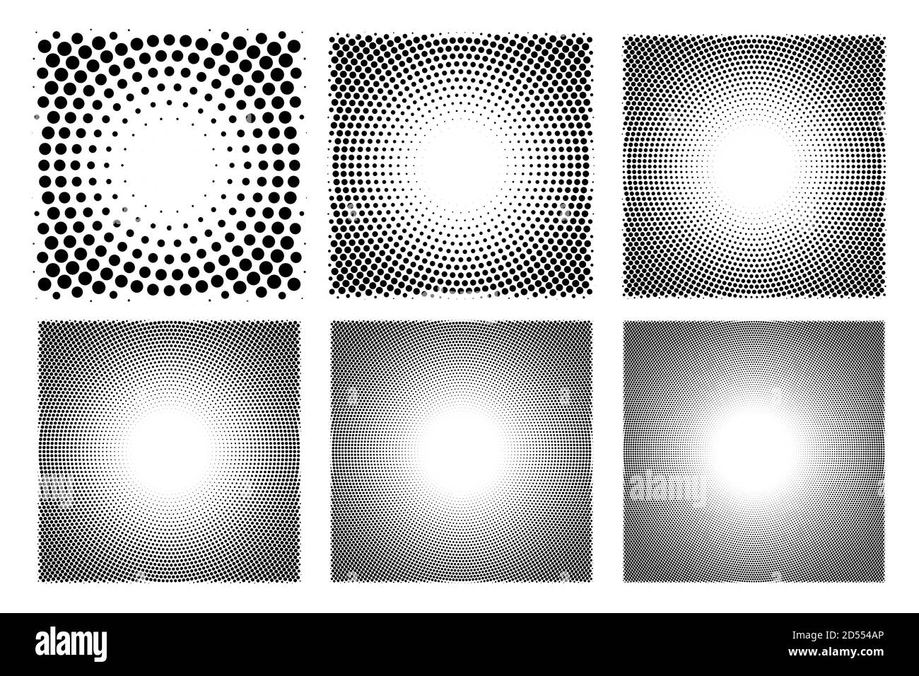 Abstrait cercles en pointillés demi-ton ensemble pop art design texture Illustration de Vecteur