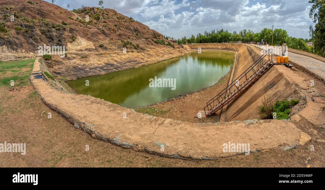 May Shum citerne, construite par la reine de Sheba au premier millénaire av. J.-C., piscine de la reine de Sheba, Aksum Ethiopie, site du patrimoine de l'UNESCO Banque D'Images