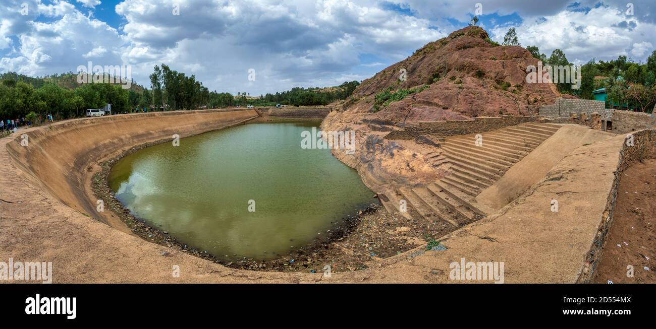 May Shum citerne, construite par la reine de Sheba au premier millénaire av. J.-C., piscine de la reine de Sheba, Aksum Ethiopie, site du patrimoine de l'UNESCO Banque D'Images