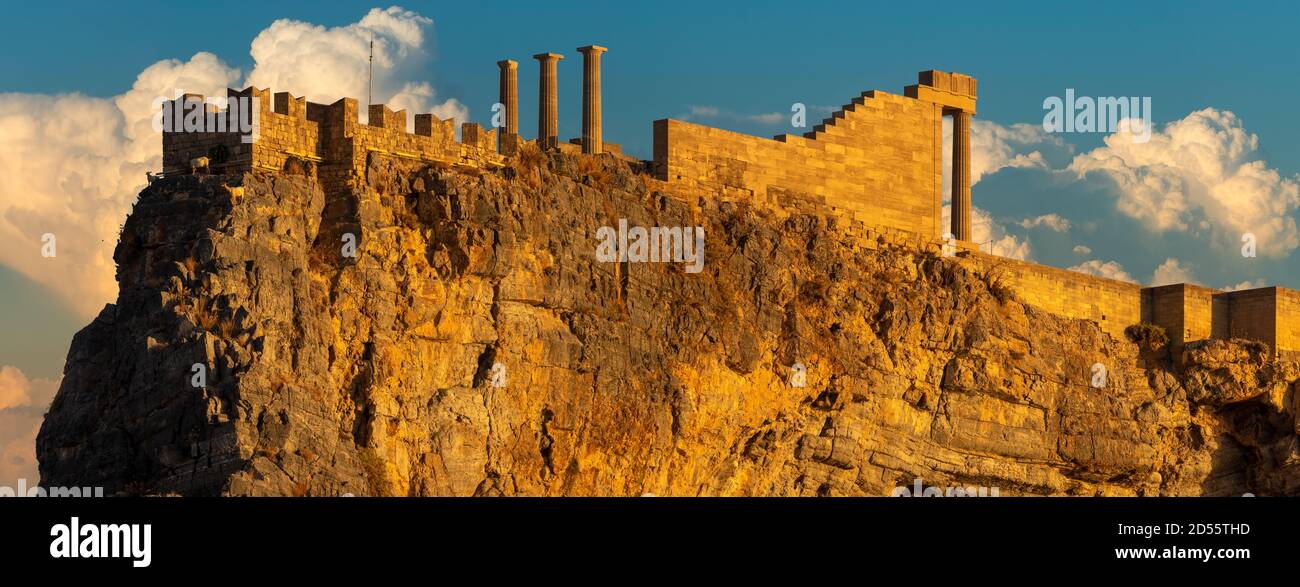 Forteresse et Acropole de Lindos .Rhodes, Grèce. Banque D'Images