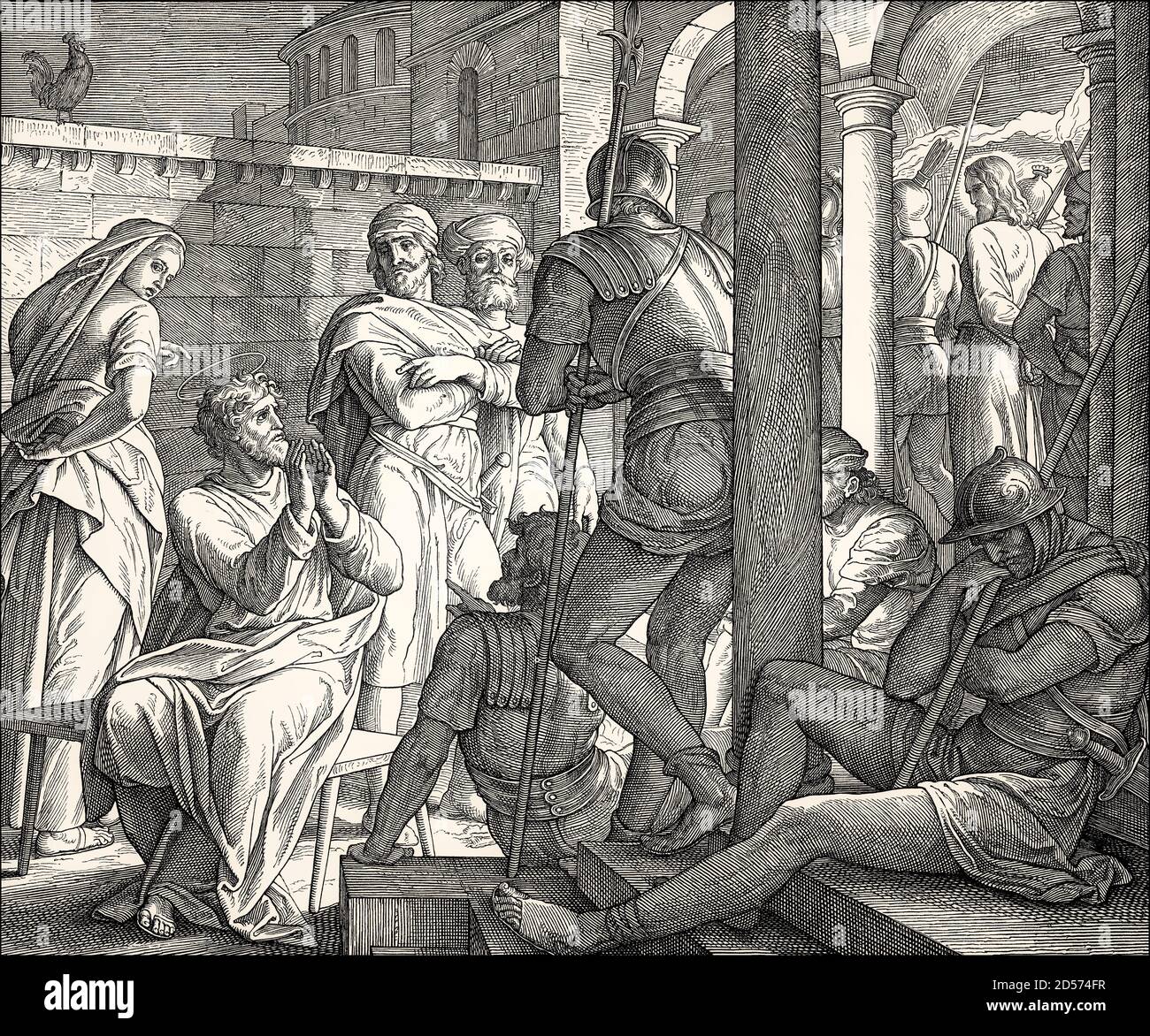 Le déni de postle Peter, Nouveau Testament, par Julius Schnorr von Carolsfeld, 1860 Banque D'Images