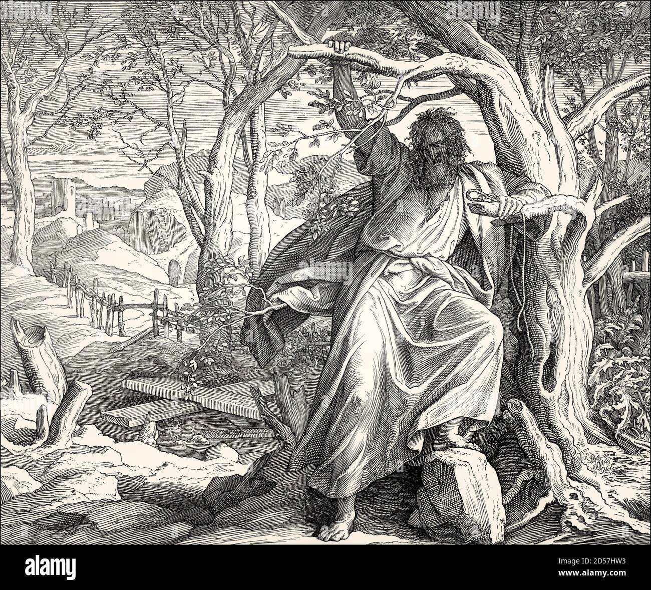 Mort de Judas Iscariot, Nouveau Testament, par Julius Schnorr von Carolsfeld, 1860 Banque D'Images