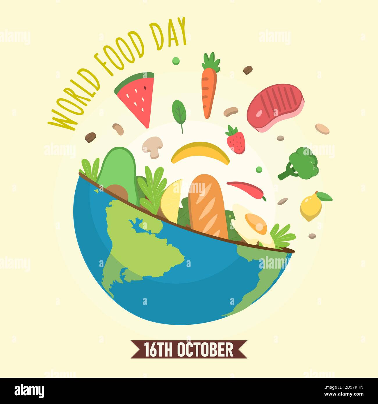 Journée mondiale de l'alimentation, 16 octobre, vecteur d'illustration des fruits et légumes Illustration de Vecteur