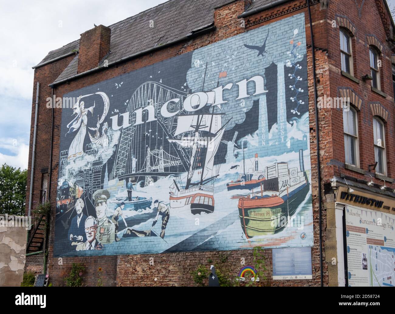 Murale de l'histoire locale Runcorn en juillet 2020 Banque D'Images