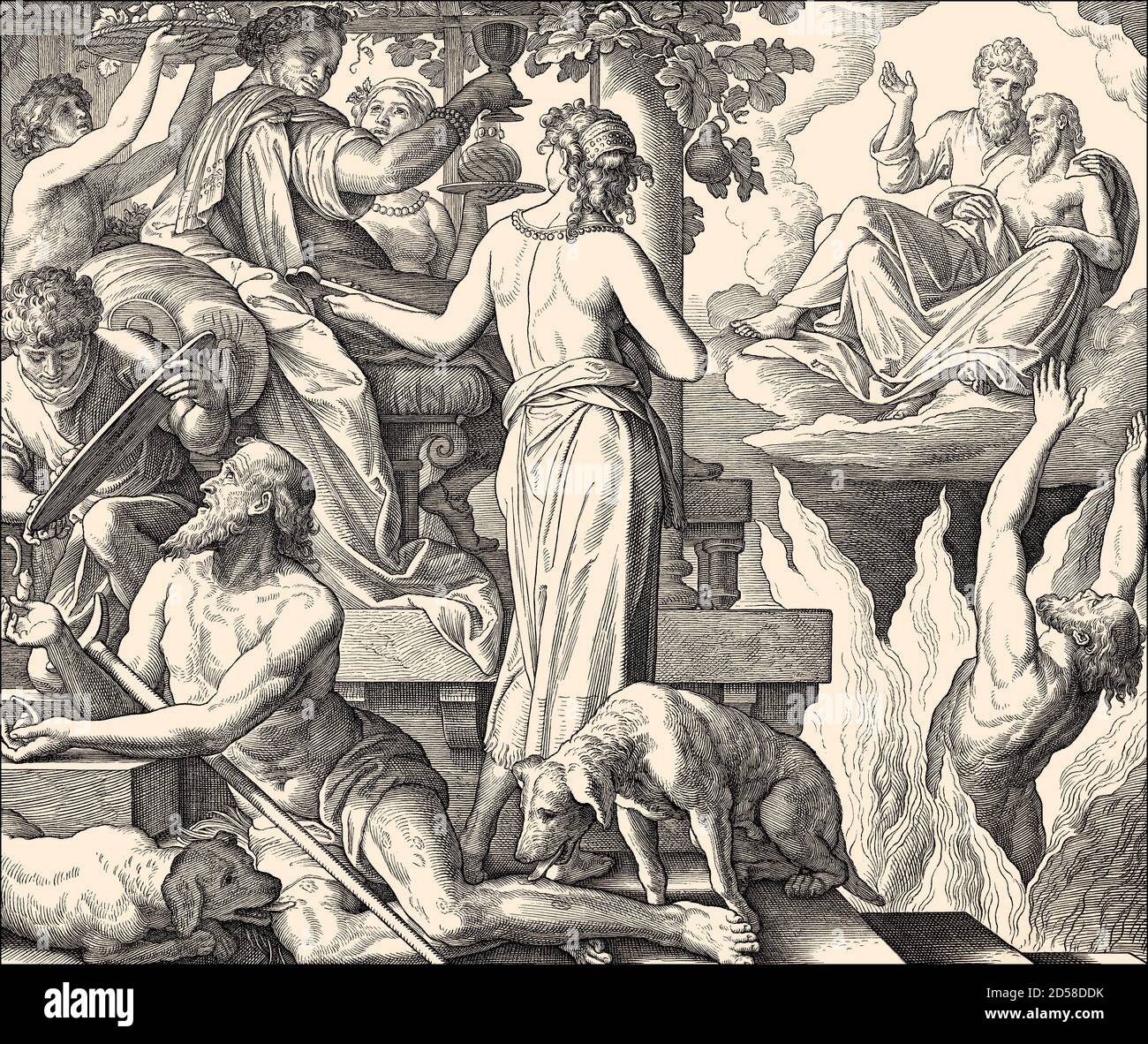 La parabole de l'homme riche et de Lazarus, Nouveau Testament, par Julius Schnorr von Carolsfeld, 1860 Banque D'Images