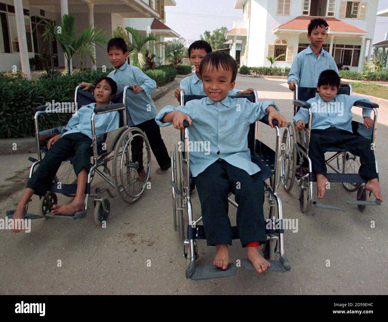 Vietnamese Children Who Doctors Say Are Suffering From Birth Defects Due To Their Parents Exposure To Chemical Defoliants During The Vietnam War Race Wheelchairs In The Grounds Of The Vietnam Friendship Village Vietnamese Children Who Doctors Say Are Suffering From Birth Defects Due To Their Parents Exposure To Chemical Defoliants During The Vietnam War Race Wheelchairs In The Grounds Of The Vietnam Friendship Village