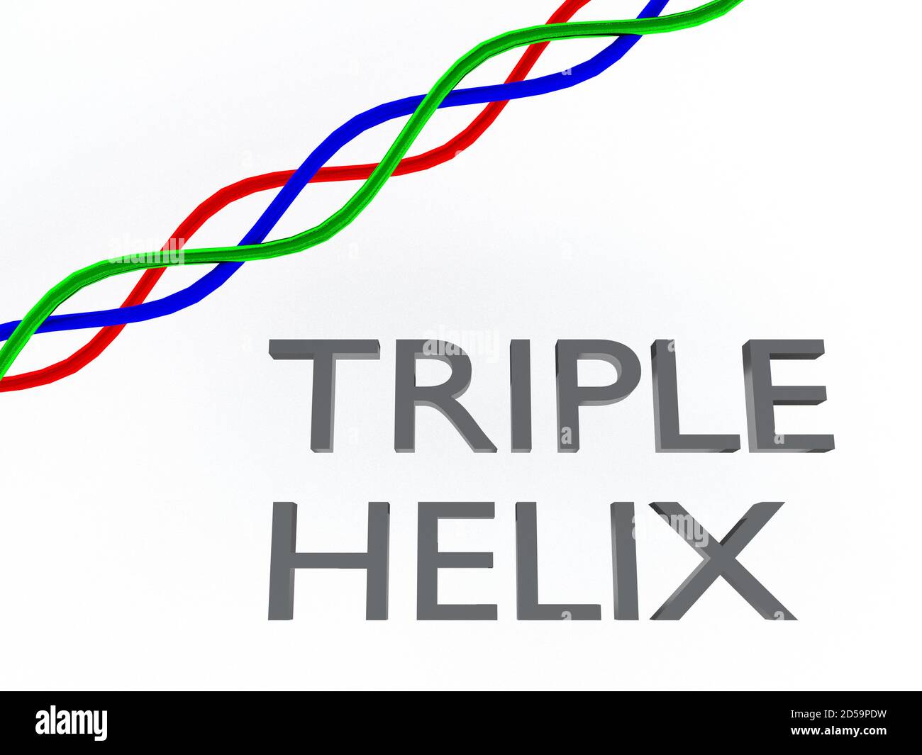 Illustration 3D du script TRIPLE HÉLICE avec triple hélice , isolée sur blanc. Banque D'Images
