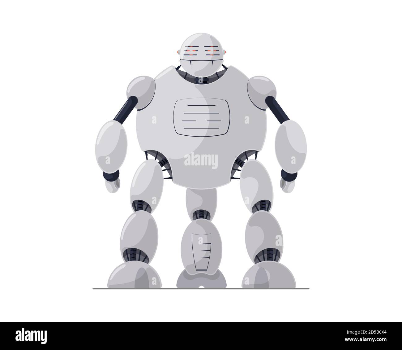 Personnage de dessin animé détaillé blanc robot. Futur concept de technologie robotique. Convivial mécanique autonome ordinateur à trois pattes humanoid intelligence artificielle assistant vecteur eps illustration Illustration de Vecteur
