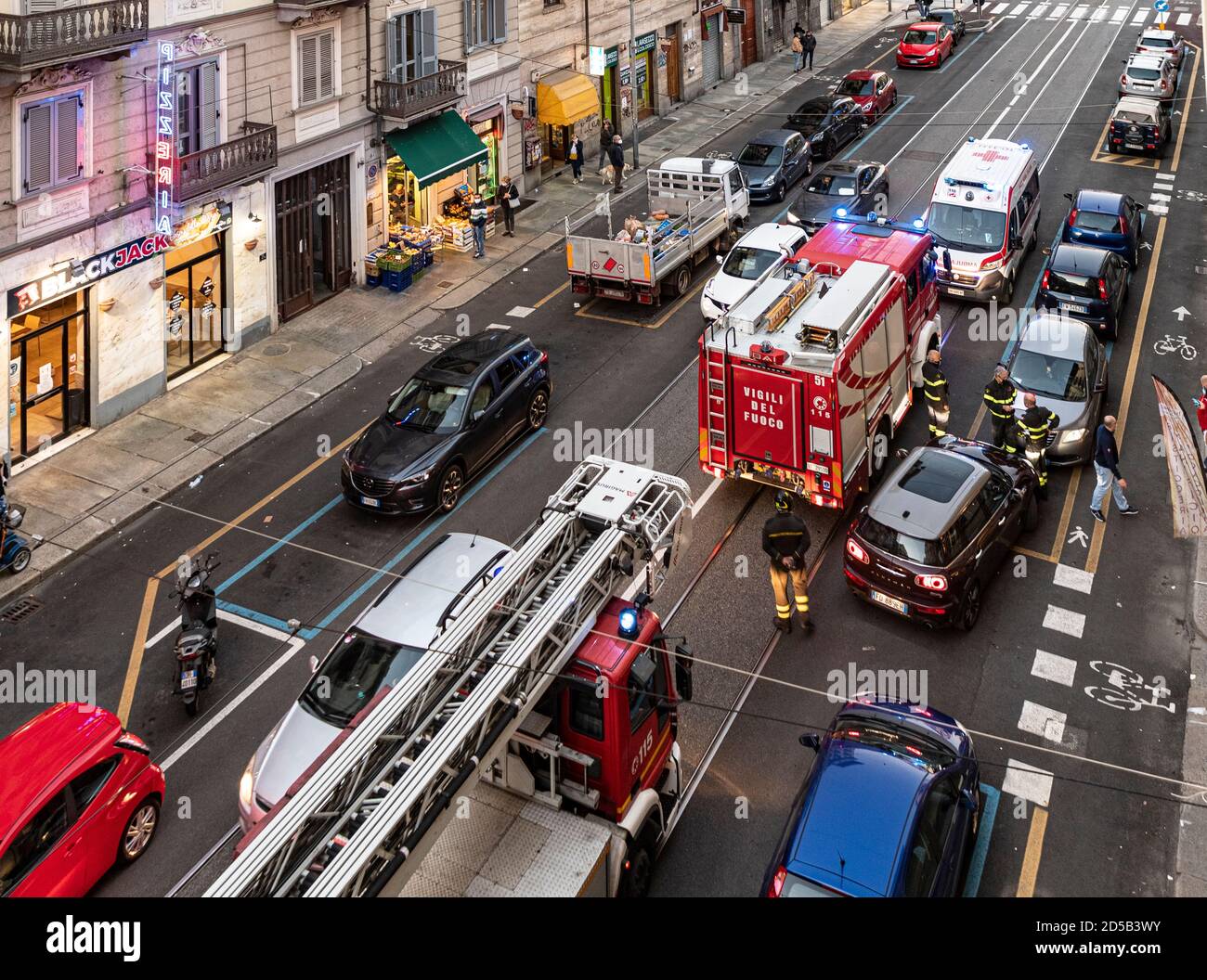 Italie Piémont Turin - via Nizza - pompiers Banque D'Images