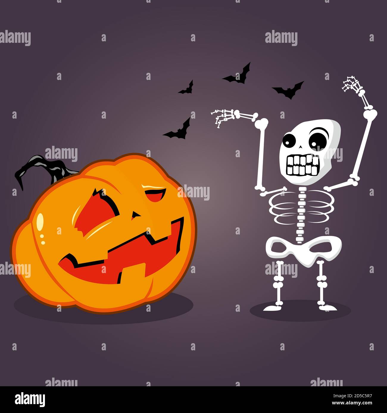 Personnage de citrouille avec squelette. Illustration de dessin animé vectoriel pour Halloween isolée en arrière-plan. Illustration de Vecteur