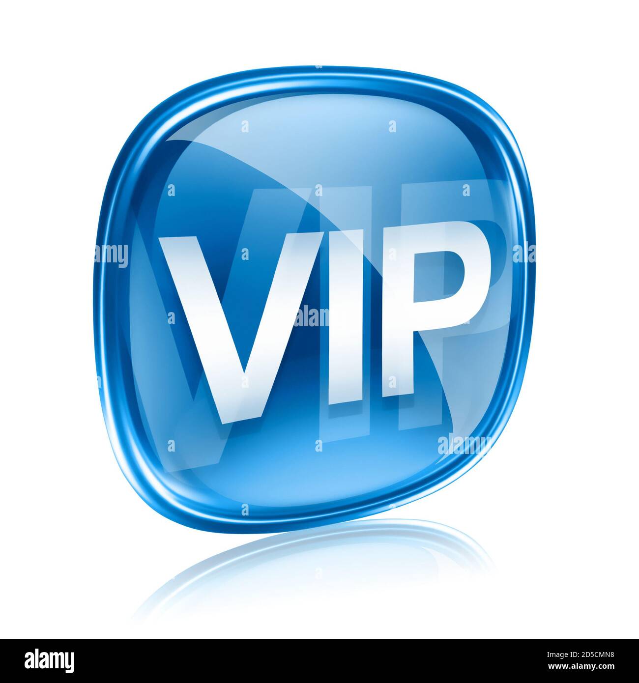 Verre bleu VIP Icon, isolé sur fond blanc. Banque D'Images